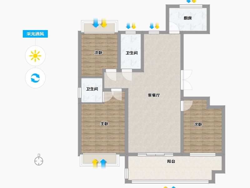 河南省-驻马店市-鼎泰万和府-106.30-户型库-采光通风