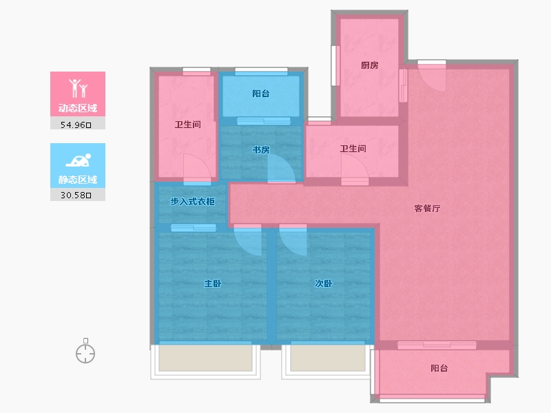 陕西省-西安市-世园林逸-81.30-户型库-动静分区