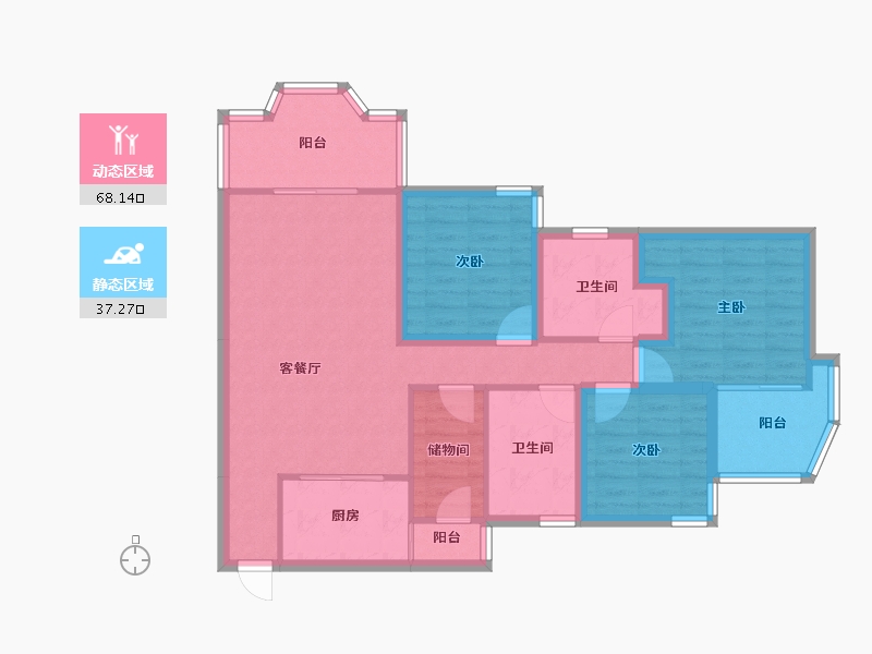 上海-上海市-香港丽园-93.65-户型库-动静分区