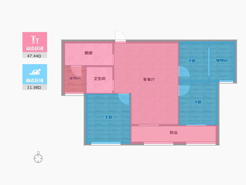 浙江省-绍兴市-永成天卸湾-72.23-户型库-动静分区