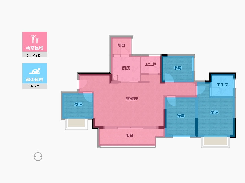 重庆-重庆市-瞿塘晓月-86.40-户型库-动静分区