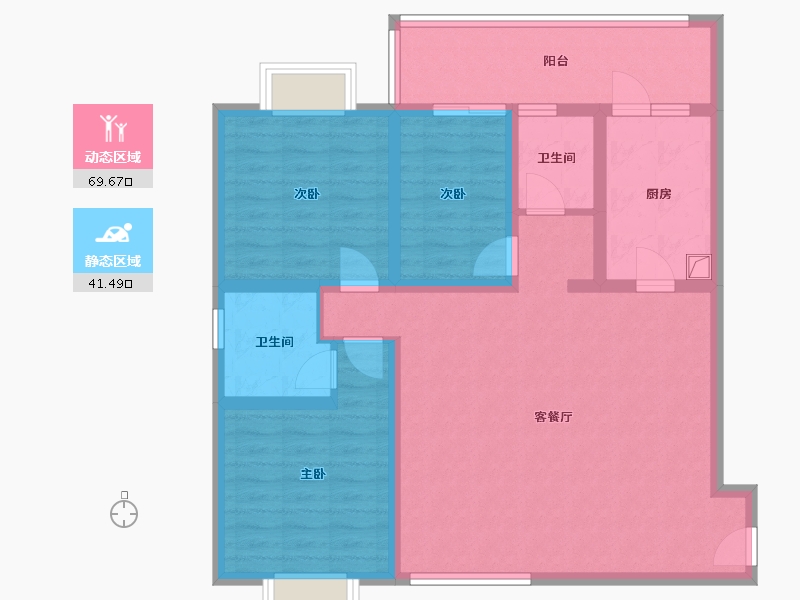 云南省-德宏傣族景颇族自治州-湖湾一号-105.60-户型库-动静分区