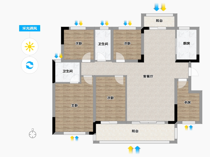 江西省-赣州市-阳明心城-125.00-户型库-采光通风