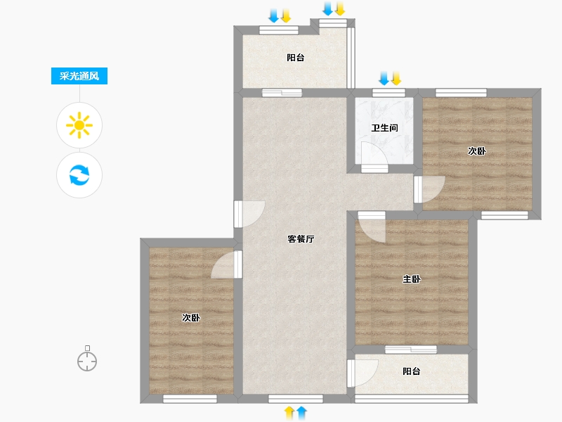 江西省-南昌市-麦园小区-93.00-户型库-采光通风