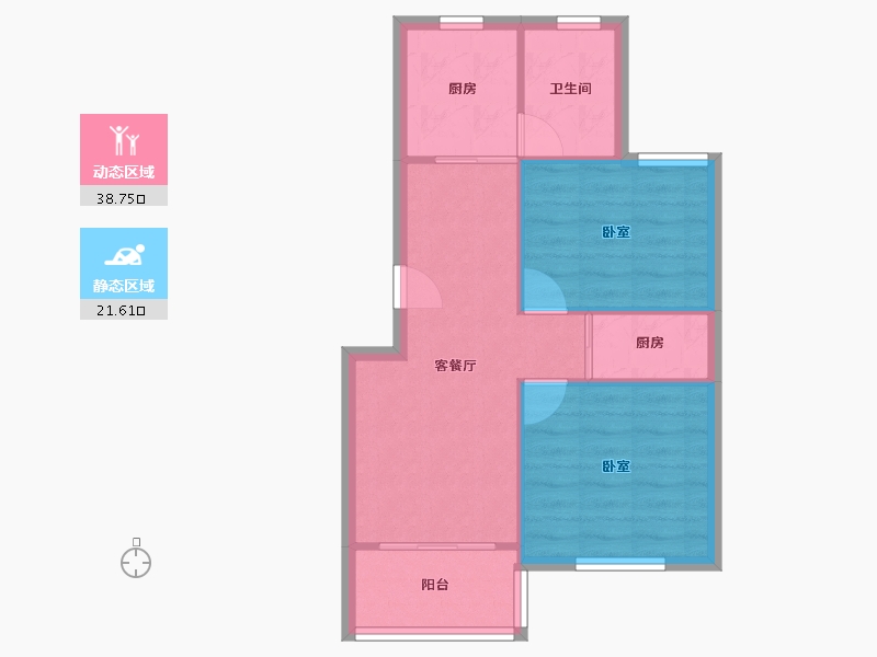 上海-上海市-曹阳家园区-54.45-户型库-动静分区