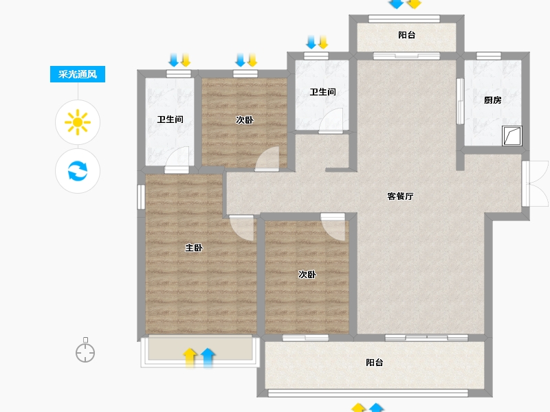 河南省-安阳市-泰和府-128.00-户型库-采光通风