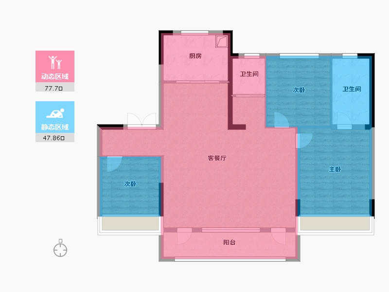 辽宁省-朝阳市-凌云府-113.60-户型库-动静分区