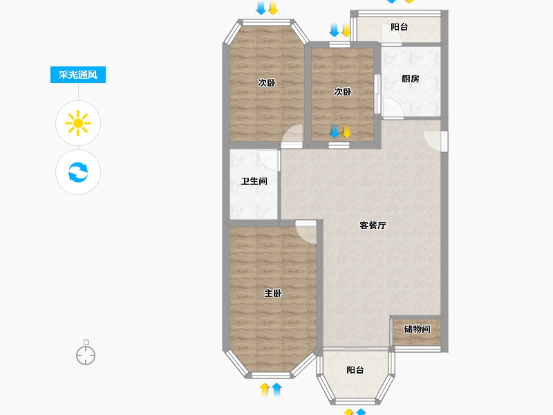 天津-天津市-第六大道大洋嘉园-95.24-户型库-采光通风