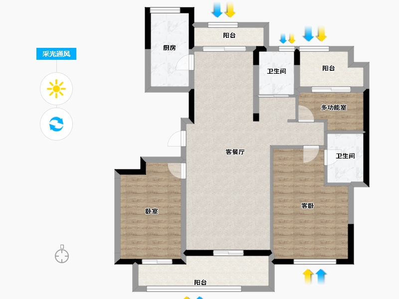 安徽省-池州市-太平鸟西湖家园-97.00-户型库-采光通风