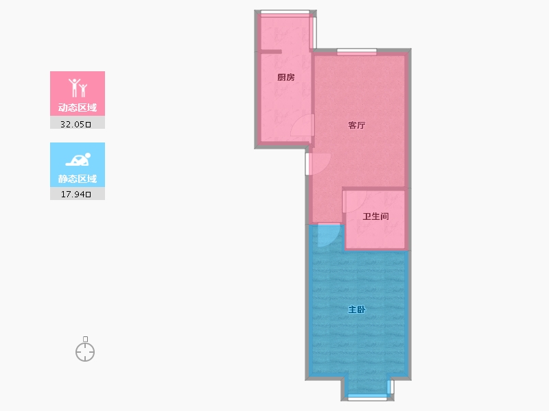 河北省-唐山市-龙华里益民园-44.65-户型库-动静分区