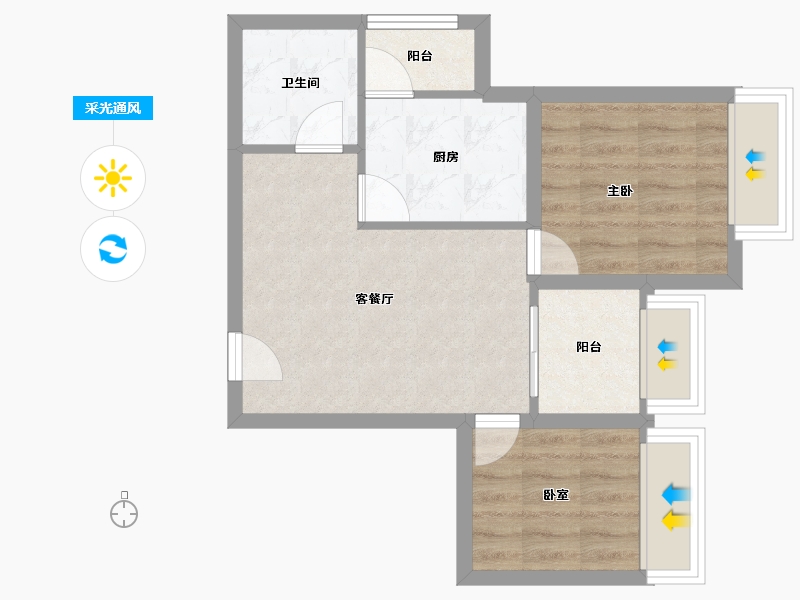 四川省-成都市-温哥华南苑-47.80-户型库-采光通风