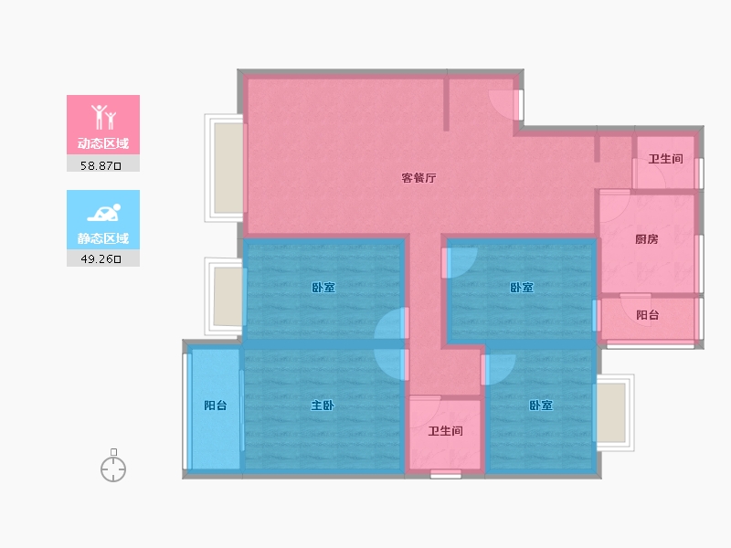 四川省-成都市-锦西民园-95.39-户型库-动静分区