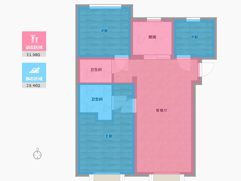 北京-北京市-奥森ONE-68.33-户型库-动静分区