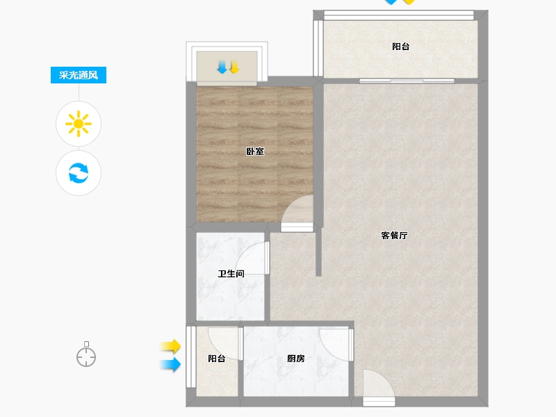 四川省-成都市-温哥华南苑-55.58-户型库-采光通风