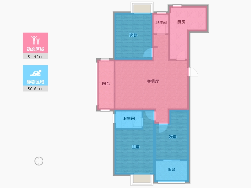 山东省-潍坊市-德润左岸绿洲-93.71-户型库-动静分区