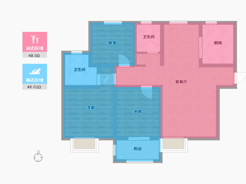 江苏省-南京市-滨江怡景苑-91.40-户型库-动静分区