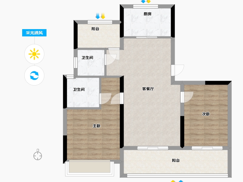 河北省-石家庄市-和光-83.20-户型库-采光通风