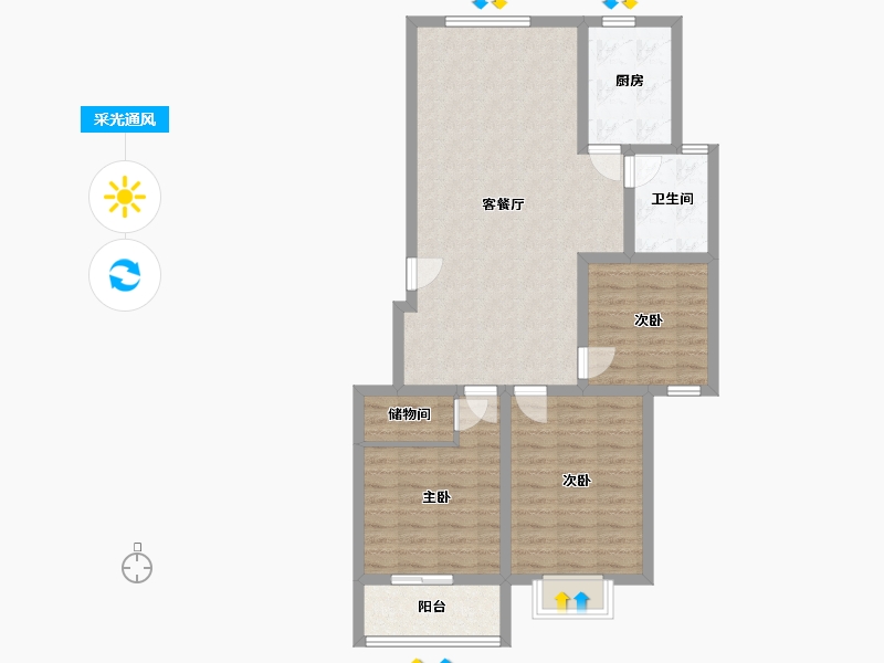 河南省-安阳市-麒麟豪庭-95.55-户型库-采光通风