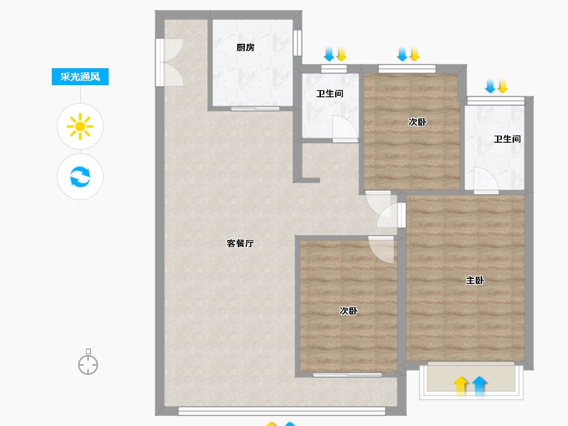 陕西省-西安市-中粮奥体壹号-92.00-户型库-采光通风