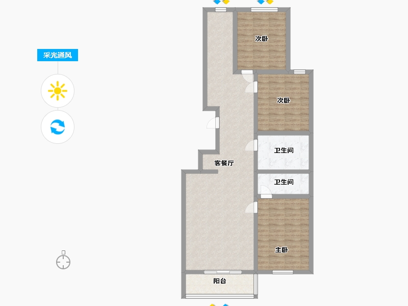 河北省-邯郸市-南湖丽景-98.40-户型库-采光通风