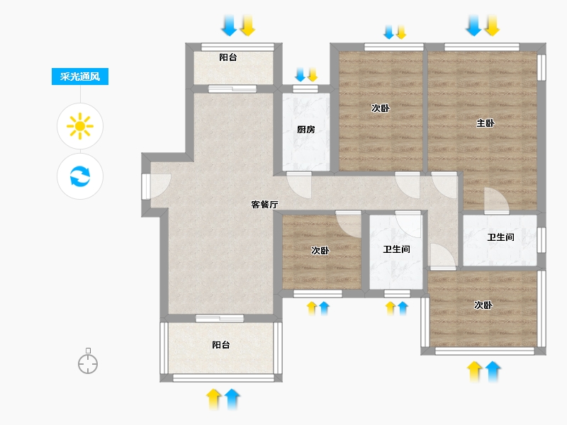 广西壮族自治区-南宁市-保利领袖前程-80.00-户型库-采光通风