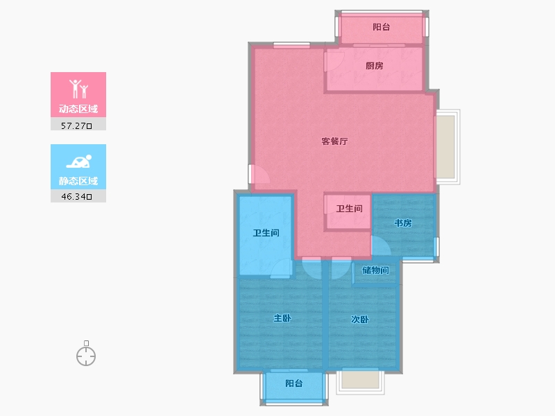 天津-天津市-通达尚城-93.17-户型库-动静分区