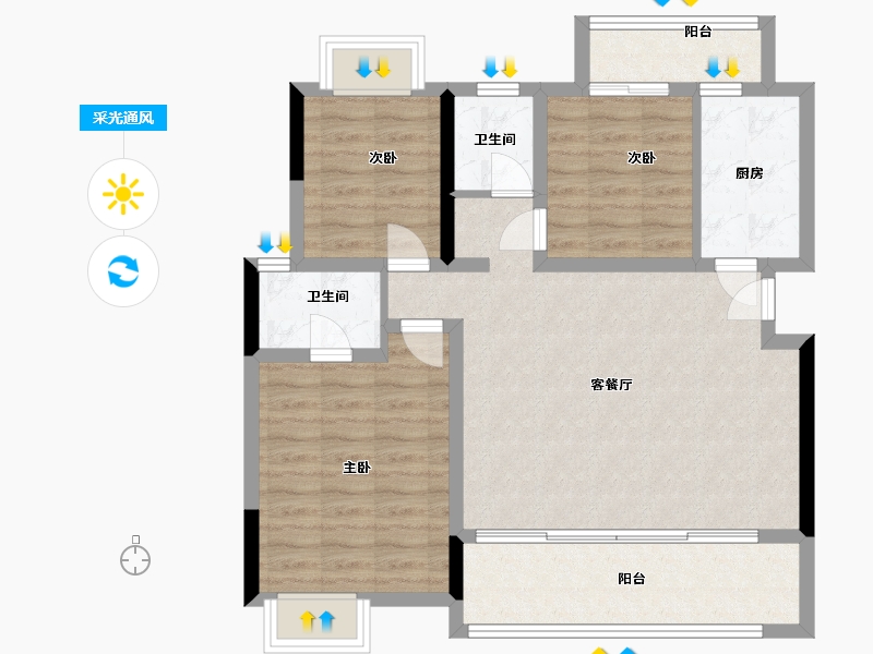 四川省-眉山市-川发芙蓉天府-85.76-户型库-采光通风