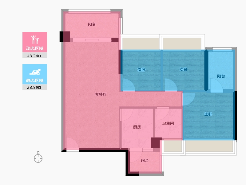 广东省-中山市-御景香江-68.34-户型库-动静分区