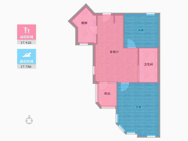 江苏省-南京市-怡湖华庭-65.45-户型库-动静分区