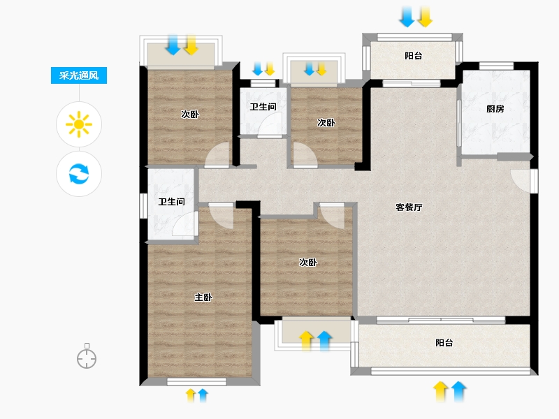 福建省-漳州市-建发玺院三期-104.42-户型库-采光通风