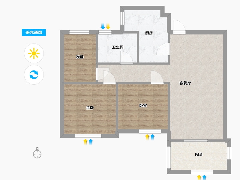 江苏省-苏州市-海悦花园-72.00-户型库-采光通风