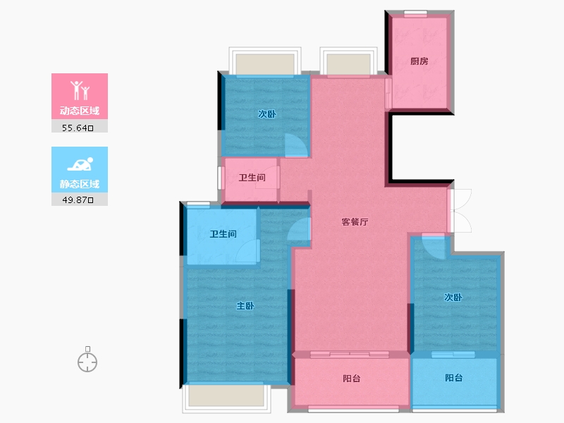 江苏省-扬州市-美的禹州大河-94.45-户型库-动静分区