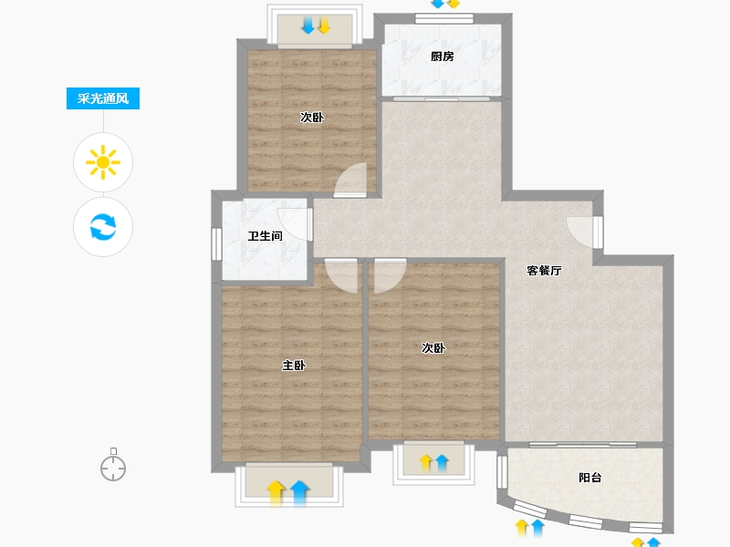 江苏省-苏州市-香城花园-一区-92.00-户型库-采光通风