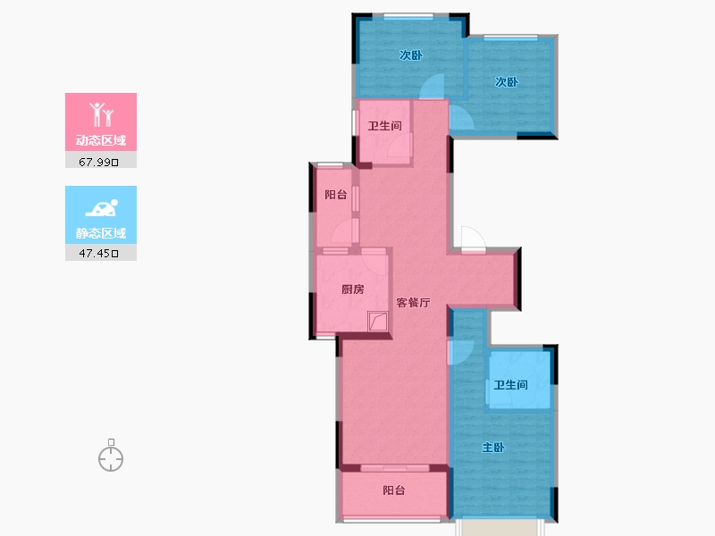 河南省-郑州市-恒大桃花源-102.40-户型库-动静分区