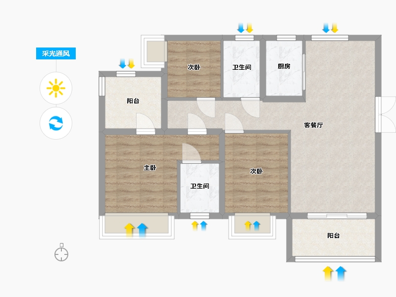 广东省-深圳市-勤诚达正大城-88.00-户型库-采光通风