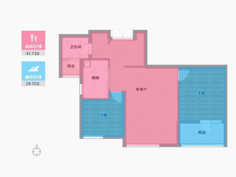 山东省-青岛市-绿城理想之城西子公寓-64.00-户型库-动静分区