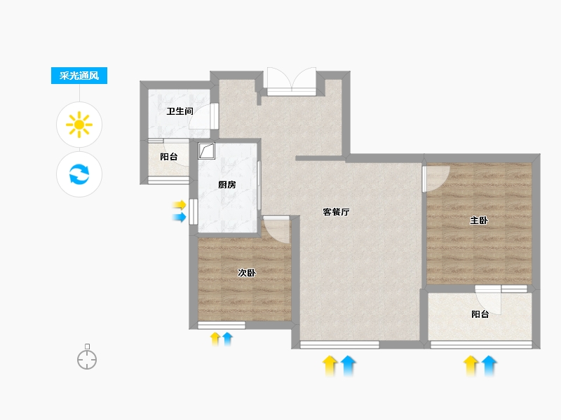 山东省-青岛市-绿城理想之城西子公寓-64.00-户型库-采光通风