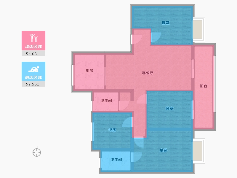 安徽省-安庆市-未来中心-108.80-户型库-动静分区