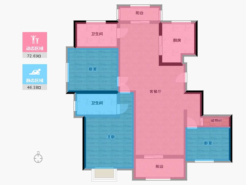 江苏省-盐城市-馥桂名居-110.57-户型库-动静分区