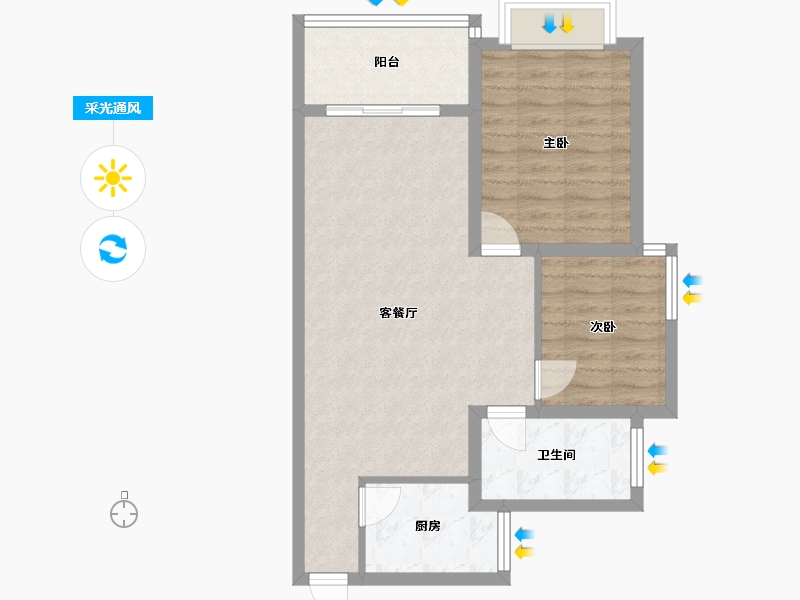 广西壮族自治区-北海市-棕榈泉花园3期-67.20-户型库-采光通风