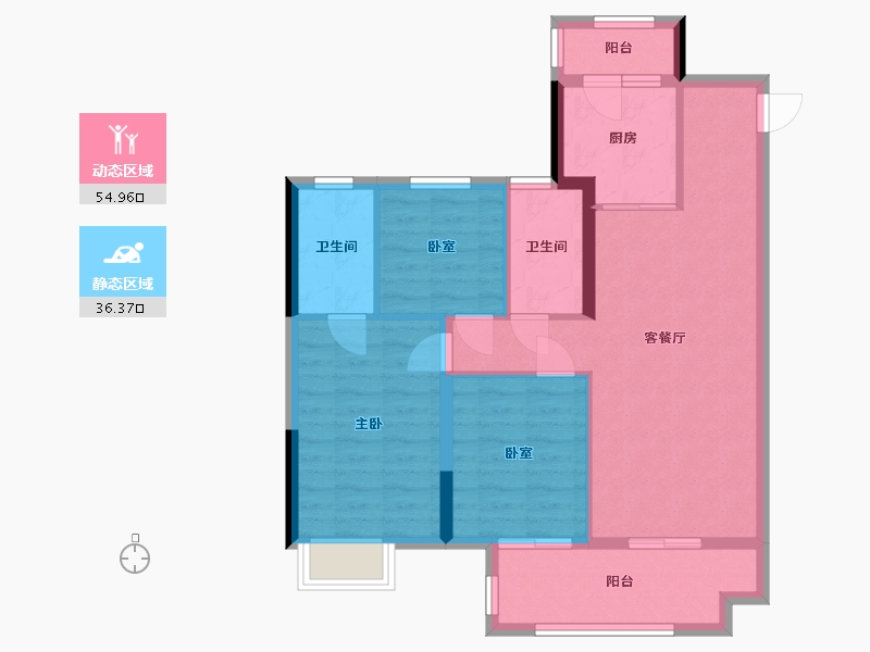 贵州省-贵阳市-宇虹万花城-90.86-户型库-动静分区