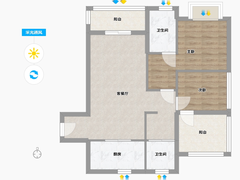 广东省-深圳市-勤诚达正大城-68.80-户型库-采光通风