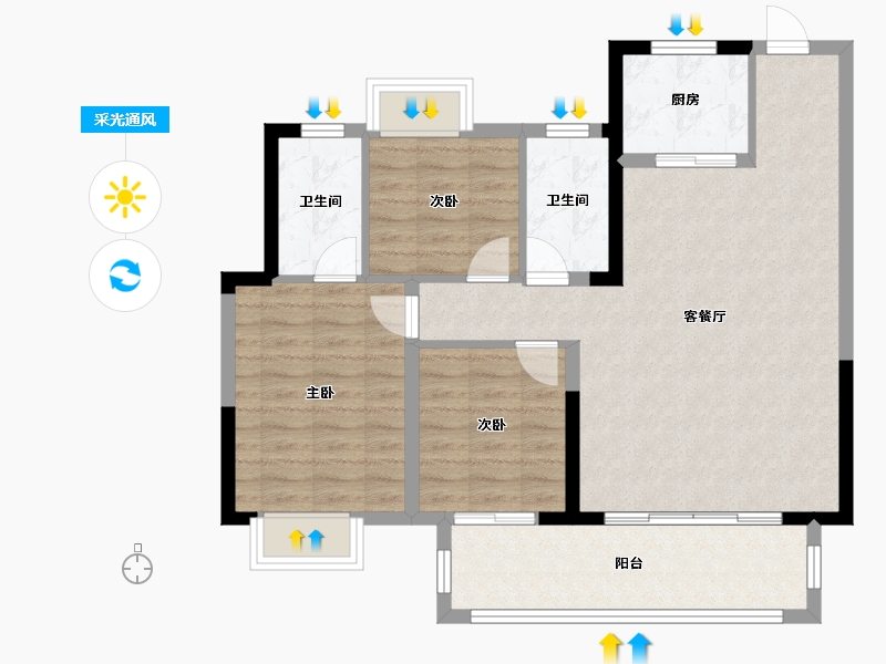 湖北省-宜昌市-万科宜翠锦城-94.00-户型库-采光通风