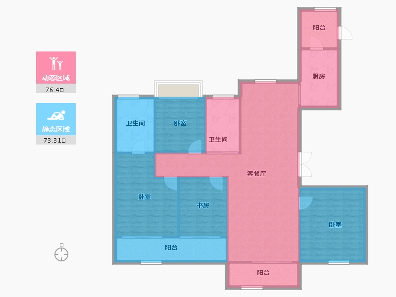 陕西省-榆林市-河汇雅苑-138.13-户型库-动静分区