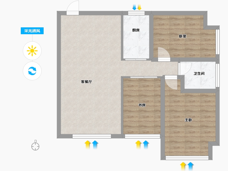 广东省-珠海市-钰海山庄-73.08-户型库-采光通风