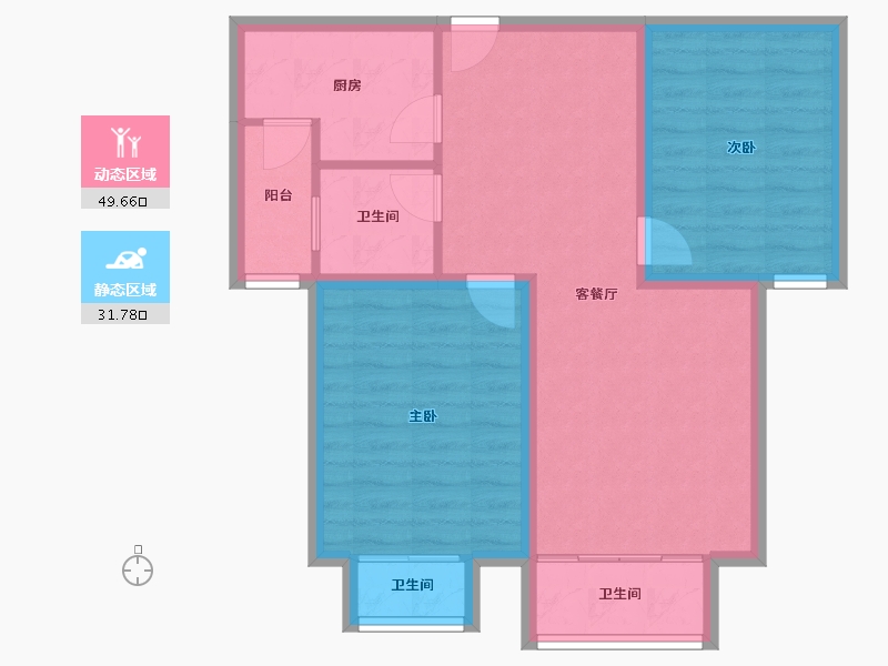 河南省-郑州市-阳光花苑-72.87-户型库-动静分区