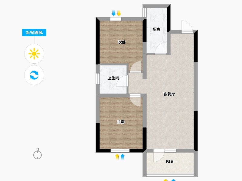 辽宁省-沈阳市-雅居乐花园-61.92-户型库-采光通风