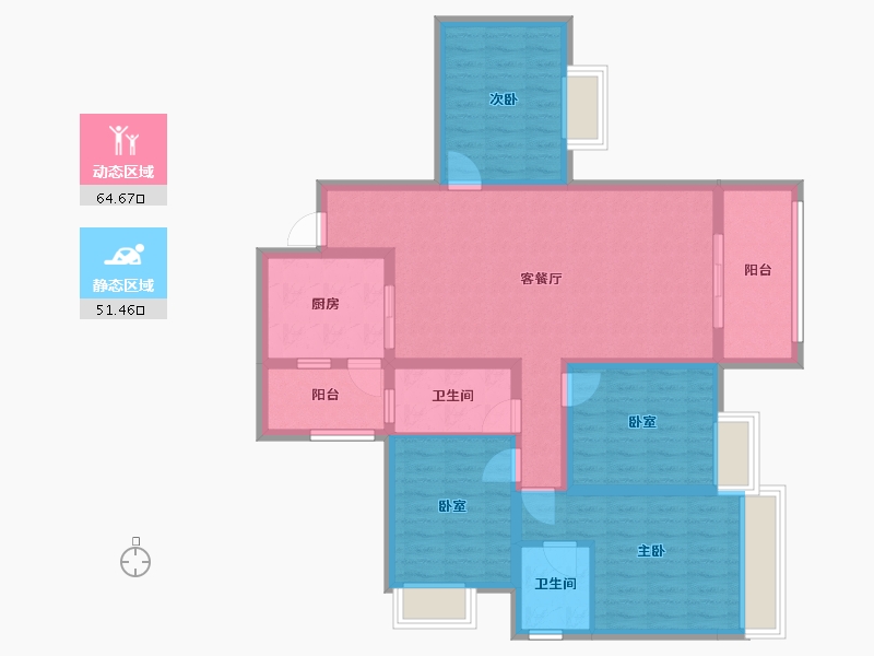 贵州省-遵义市-锦绣东城-106.40-户型库-动静分区