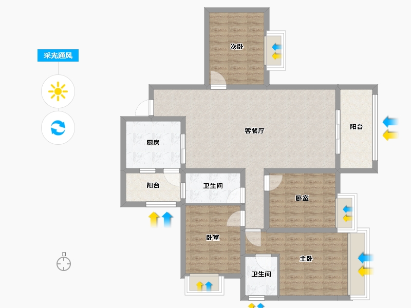 贵州省-遵义市-锦绣东城-106.40-户型库-采光通风