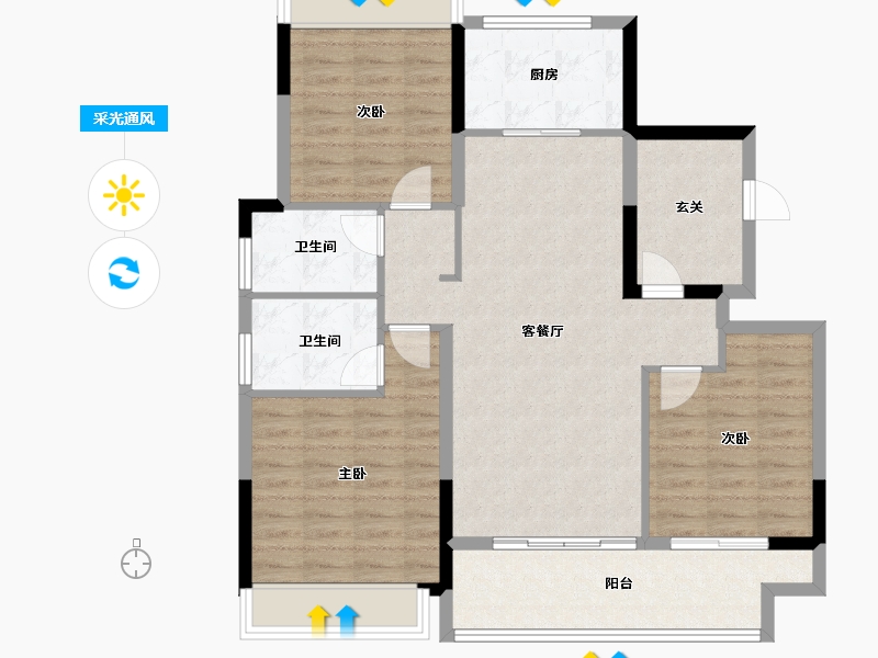 江苏省-镇江市-嘉源首府-100.04-户型库-采光通风